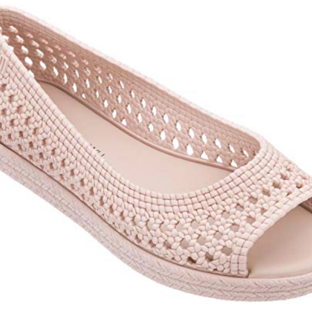 Melissa + Jason Wu Pink Woven Jelly Peep Toe Flats - Blush Pink size 10